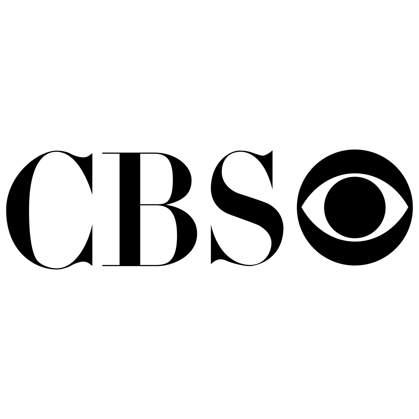 CBS logo with 'CBS' text and eye symbol on a white background